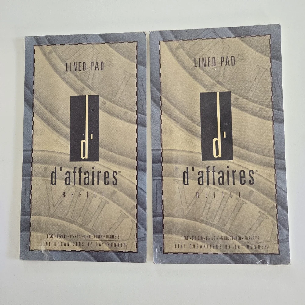 Day Runner Lined Note Pads 6 Ring 30 Pages 3 3/4 X 6 3/4 #016-010 1993 NIP X 2